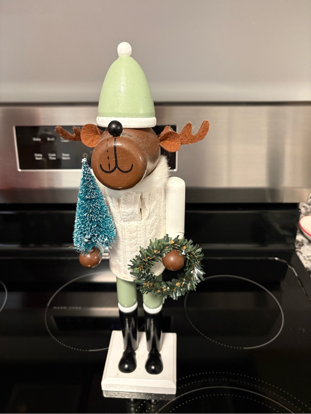 Holiday Reindeer Figurine in Light Green and White